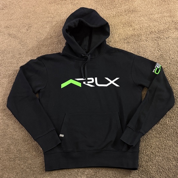 RLX Ralph Lauren Other - RLX Ralph Lauren Black Hoodie with Green and White Accents